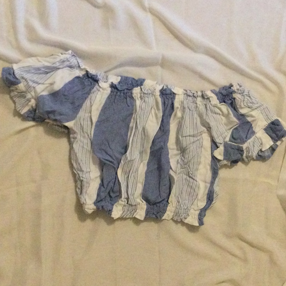 Women’s Ocean Drive Blue and White Crop Top